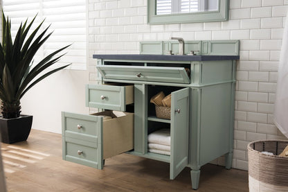 James Martin - Brittany 36" Single Vanity, Sage Green w/ 3 CM Charcoal Soapstone Silestone Top - 650-V36-SGR-3CSP view 4