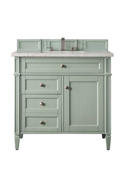 James Martin - Brittany 36" Single Vanity, Sage Green w/ 3 CM Eternal Jasmine Pearl Silestone Top - 650-V36-SGR-3EJP view 1