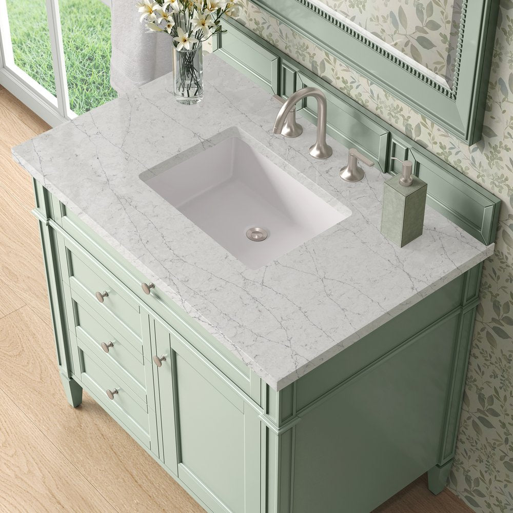 James Martin - Brittany 36" Single Vanity, Sage Green w/ 3 CM Eternal Jasmine Pearl Silestone Top - 650-V36-SGR-3EJP view 5