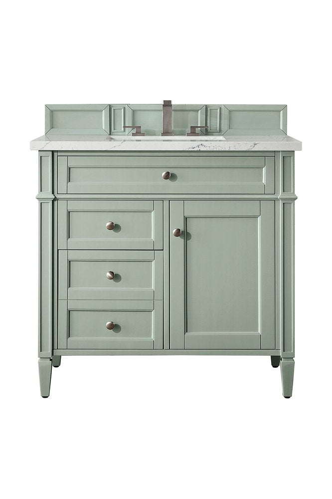James Martin - Brittany 36" Single Vanity, Sage Green w/ 3 CM Ethereal Noctis Silestone Top - 650-V36-SGR-3ENC view 1
