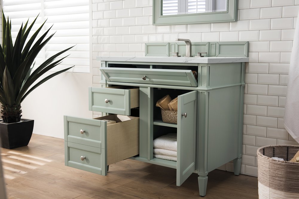 James Martin - Brittany 36" Single Vanity, Sage Green w/ 3 CM Ethereal Noctis Silestone Top - 650-V36-SGR-3ENC view 4