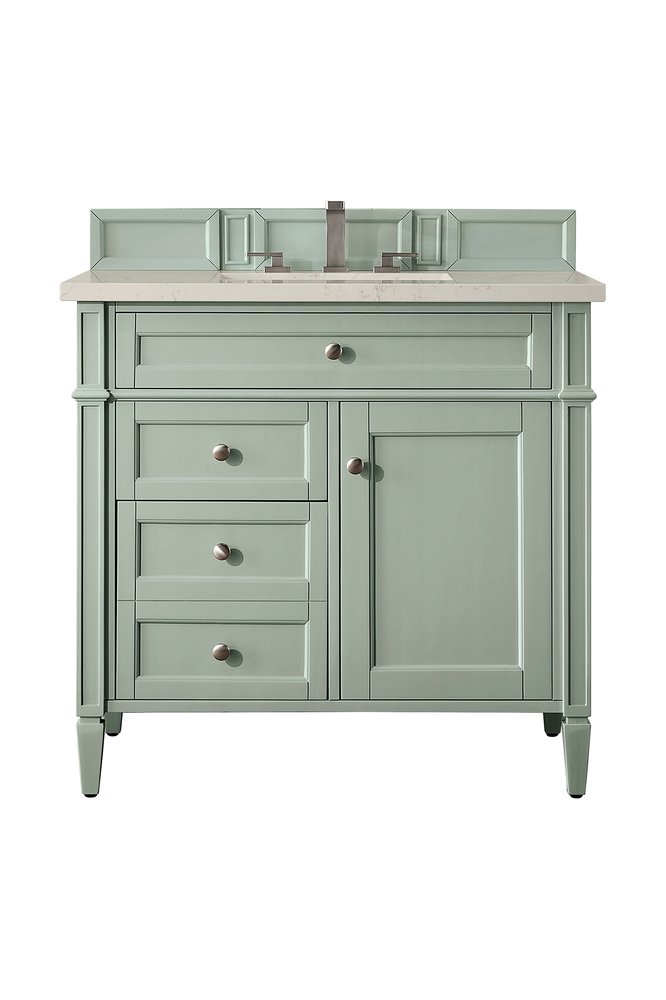 James Martin - Brittany 36" Single Vanity, Sage Green, w/ 3 CM Siberian Silestone Top - 650-V36-SGR-3SFR view 1