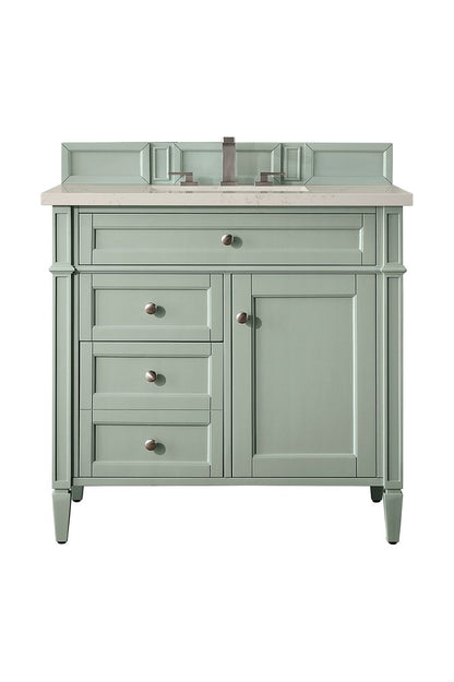 James Martin - Brittany 36" Single Vanity, Sage Green, w/ 3 CM Siberian Silestone Top - 650-V36-SGR-3SFR view 1