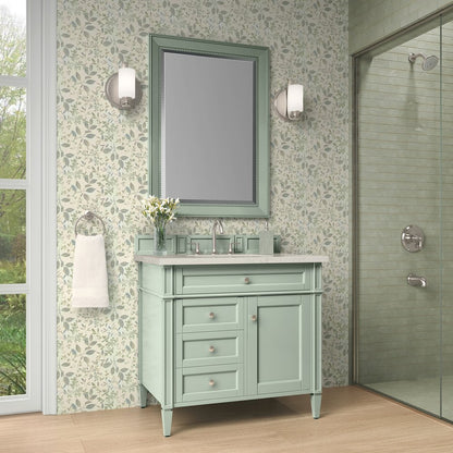 James Martin - Brittany 36" Single Vanity, Sage Green, w/ 3 CM Siberian Silestone Top - 650-V36-SGR-3SFR view 3