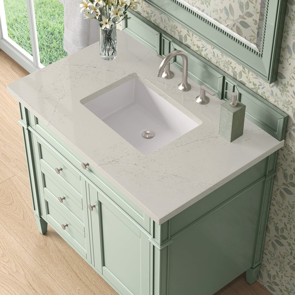 James Martin - Brittany 36" Single Vanity, Sage Green, w/ 3 CM Siberian Silestone Top - 650-V36-SGR-3SFR view 5