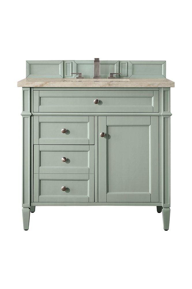James Martin - Brittany 36" Single Vanity, Sage Green, w/ 3 CM Tajnar Eclos Top - 650-V36-SGR-3TJR view 1