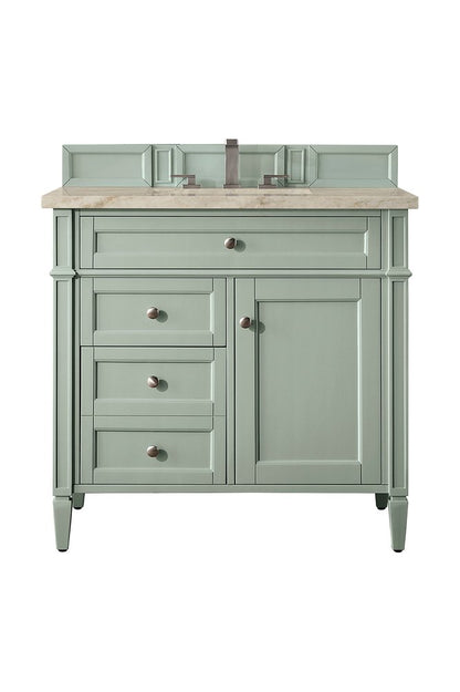 James Martin - Brittany 36" Single Vanity, Sage Green, w/ 3 CM Tajnar Eclos Top - 650-V36-SGR-3TJR view 1