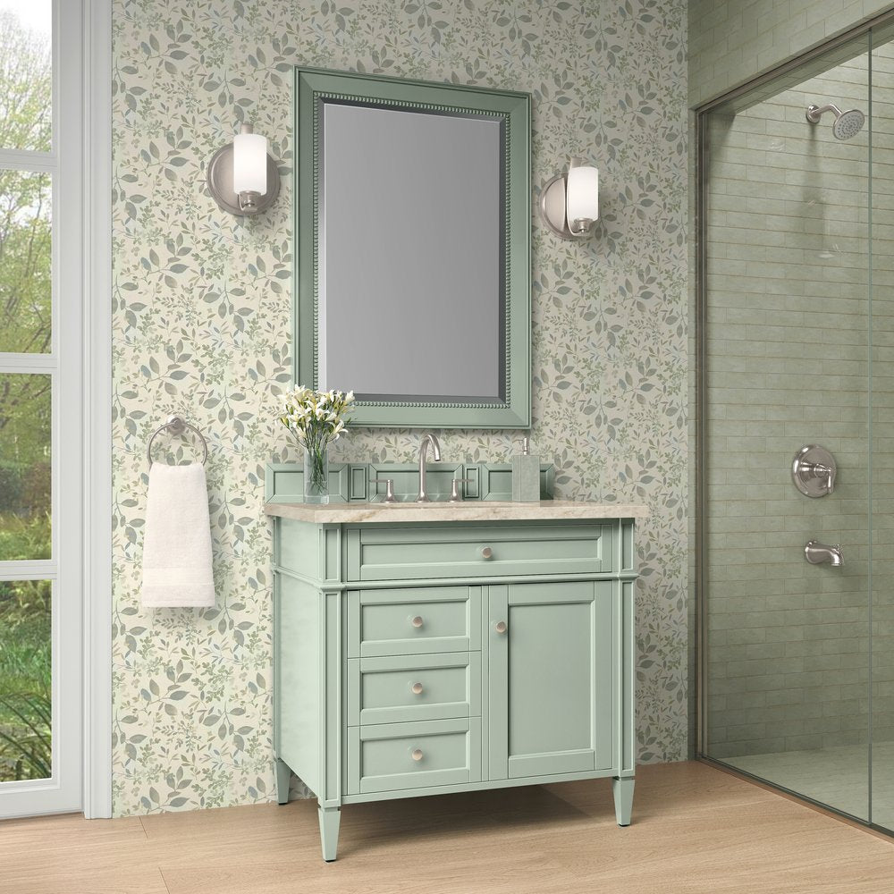 James Martin - Brittany 36" Single Vanity, Sage Green, w/ 3 CM Tajnar Eclos Top - 650-V36-SGR-3TJR view 3