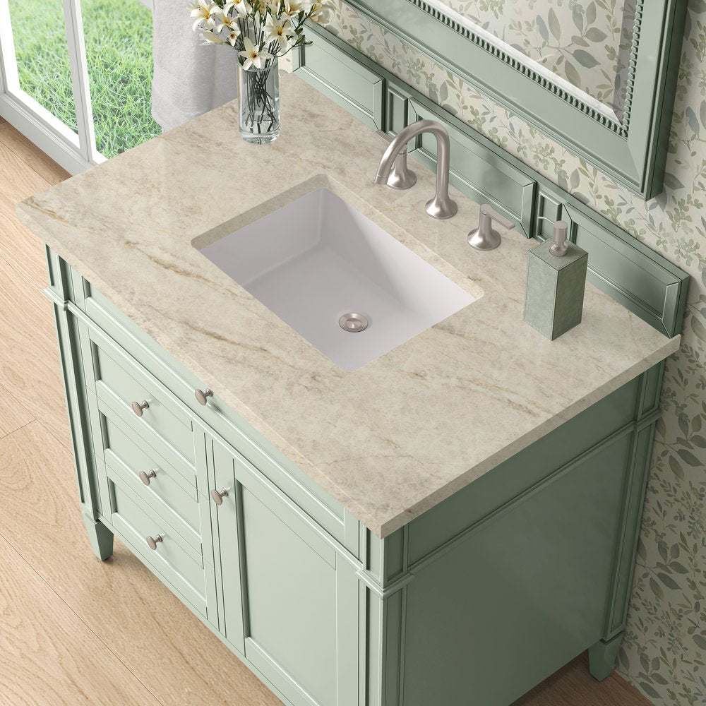 James Martin - Brittany 36" Single Vanity, Sage Green, w/ 3 CM Tajnar Eclos Top - 650-V36-SGR-3TJR view 5