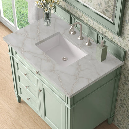 James Martin - Brittany 36" Single Vanity, Sage Green w/ 3 CM Victorian Silver Silestone Top - 650-V36-SGR-3VSL view 6
