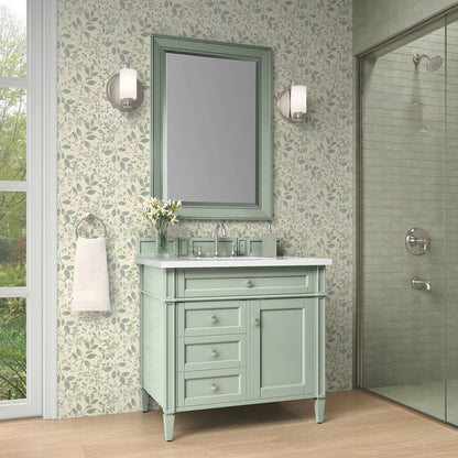 James Martin - Brittany 36" Single Vanity, Sage Green w/ 3 CM White Zeus Silestone Top - 650-V36-SGR-3WZ view 3
