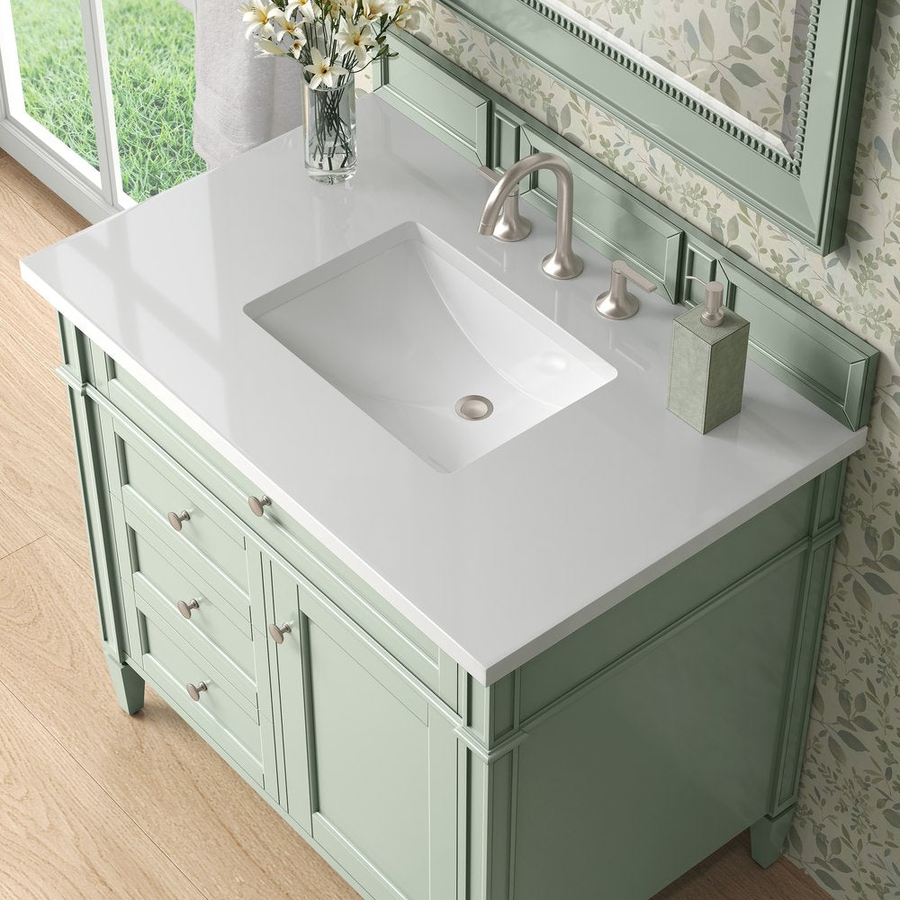 James Martin - Brittany 36" Single Vanity, Sage Green w/ 3 CM White Zeus Silestone Top - 650-V36-SGR-3WZ view 6