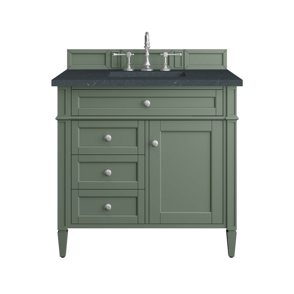 James Martin - Brittany 36" Single Vanity, Smokey Celadon w/ 3 CM Charcoal Soapstone Top - 650-V36-SC-3CSP view 1