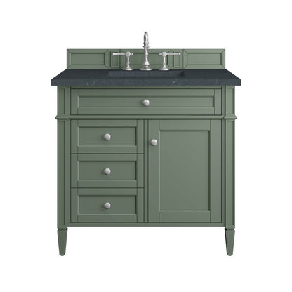 James Martin - Brittany 36" Single Vanity, Smokey Celadon w/ 3 CM Charcoal Soapstone Top - 650-V36-SC-3CSP view 1