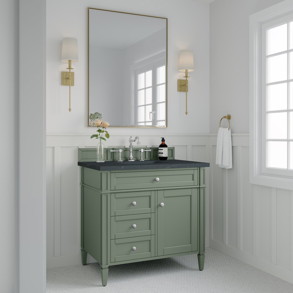 James Martin - Brittany 36" Single Vanity, Smokey Celadon w/ 3 CM Charcoal Soapstone Top - 650-V36-SC-3CSP view 3