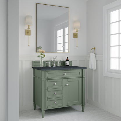James Martin - Brittany 36" Single Vanity, Smokey Celadon w/ 3 CM Charcoal Soapstone Top - 650-V36-SC-3CSP view 3