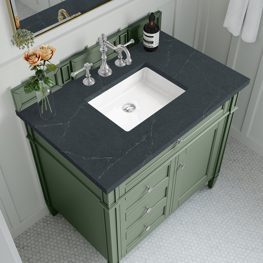 James Martin - Brittany 36" Single Vanity, Smokey Celadon w/ 3 CM Charcoal Soapstone Top - 650-V36-SC-3CSP view 5