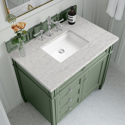 James Martin - Brittany 36" Single Vanity, Smokey Celadon w/ 3 CM Eternal Jasmine Pearl Top - 650-V36-SC-3EJP view 5