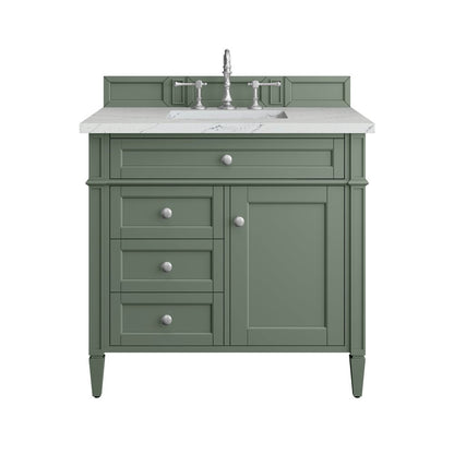 James Martin - Brittany 36" Single Vanity, Smokey Celadon w/ 3 CM Ethereal Noctis Top - 650-V36-SC-3ENC view 1
