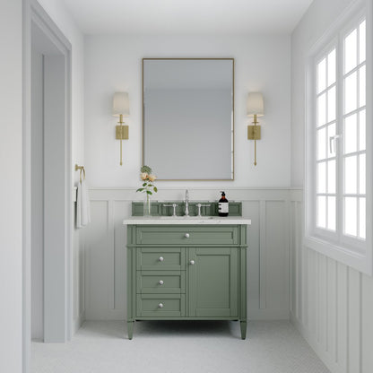 James Martin - Brittany 36" Single Vanity, Smokey Celadon w/ 3 CM Ethereal Noctis Top - 650-V36-SC-3ENC view 2