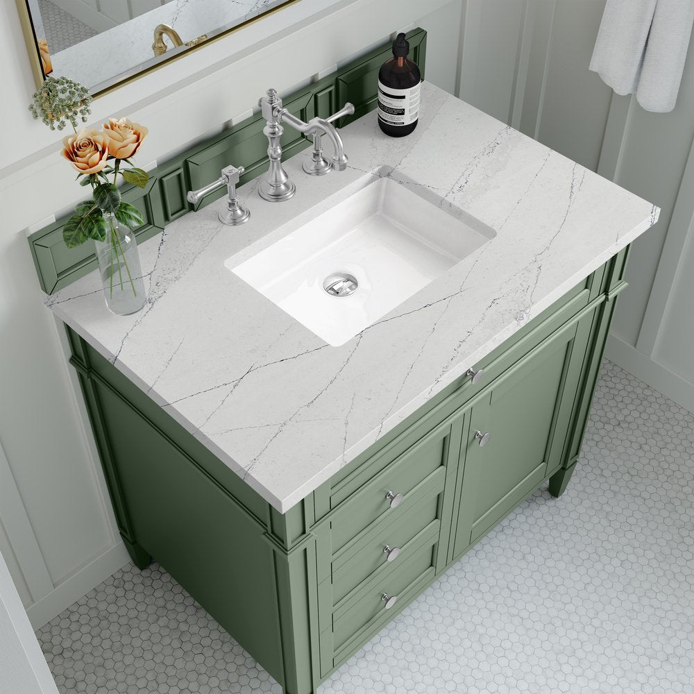 James Martin - Brittany 36" Single Vanity, Smokey Celadon w/ 3 CM Ethereal Noctis Top - 650-V36-SC-3ENC view 5