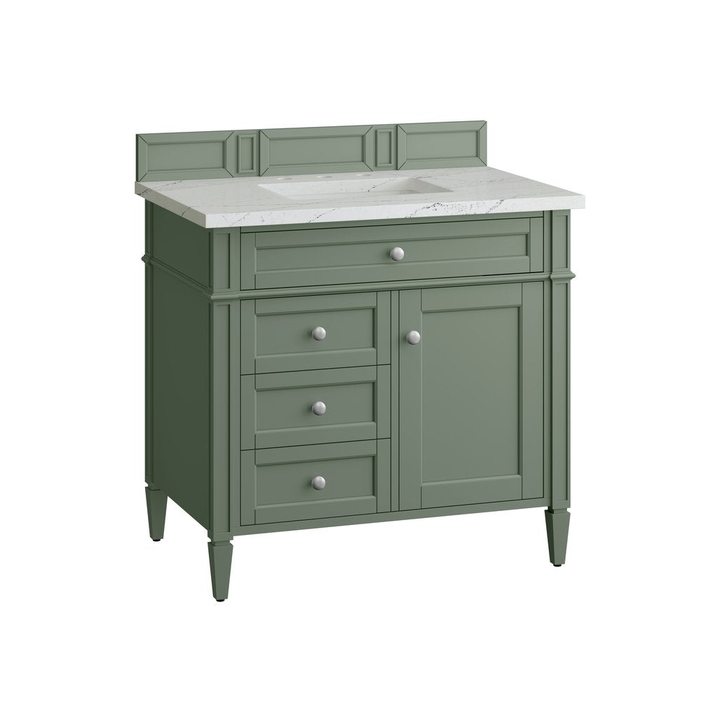 James Martin - Brittany 36" Single Vanity, Smokey Celadon w/ 3 CM Ethereal Noctis Top - 650-V36-SC-3ENC view 6