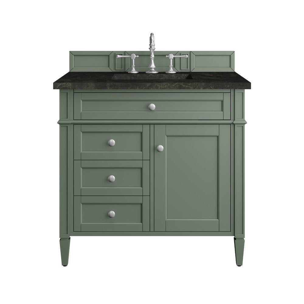 James Martin - Brittany 36" Single Vanity, Smokey Celadon, w/ 3 CM Phantome Eclos Top - 650-V36-SC-3PHT view 1