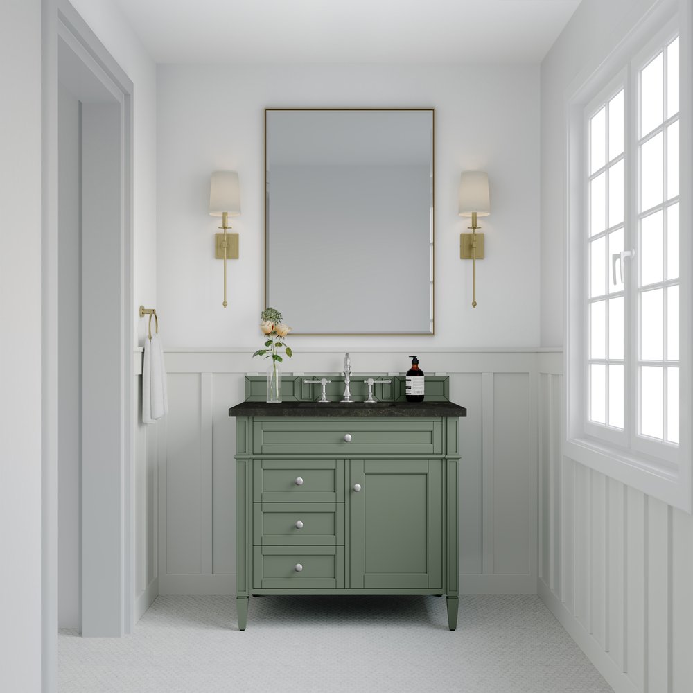 James Martin - Brittany 36" Single Vanity, Smokey Celadon, w/ 3 CM Phantome Eclos Top - 650-V36-SC-3PHT view 2