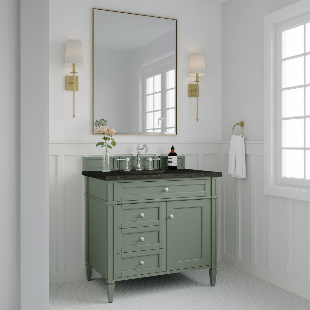 James Martin - Brittany 36" Single Vanity, Smokey Celadon, w/ 3 CM Phantome Eclos Top - 650-V36-SC-3PHT view 3