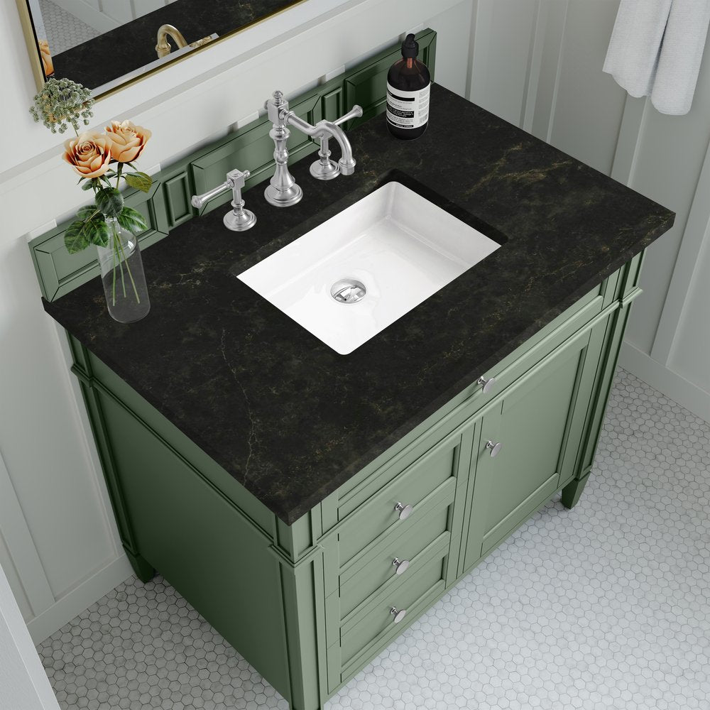 James Martin - Brittany 36" Single Vanity, Smokey Celadon, w/ 3 CM Phantome Eclos Top - 650-V36-SC-3PHT view 5