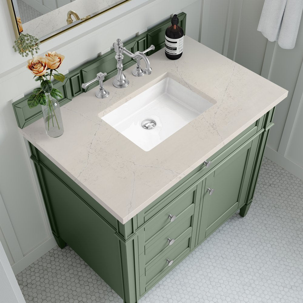 James Martin - Brittany 36" Single Vanity, Smokey Celadon, w/ 3 CM Siberian Silestone Top - 650-V36-SC-3SFR view 5
