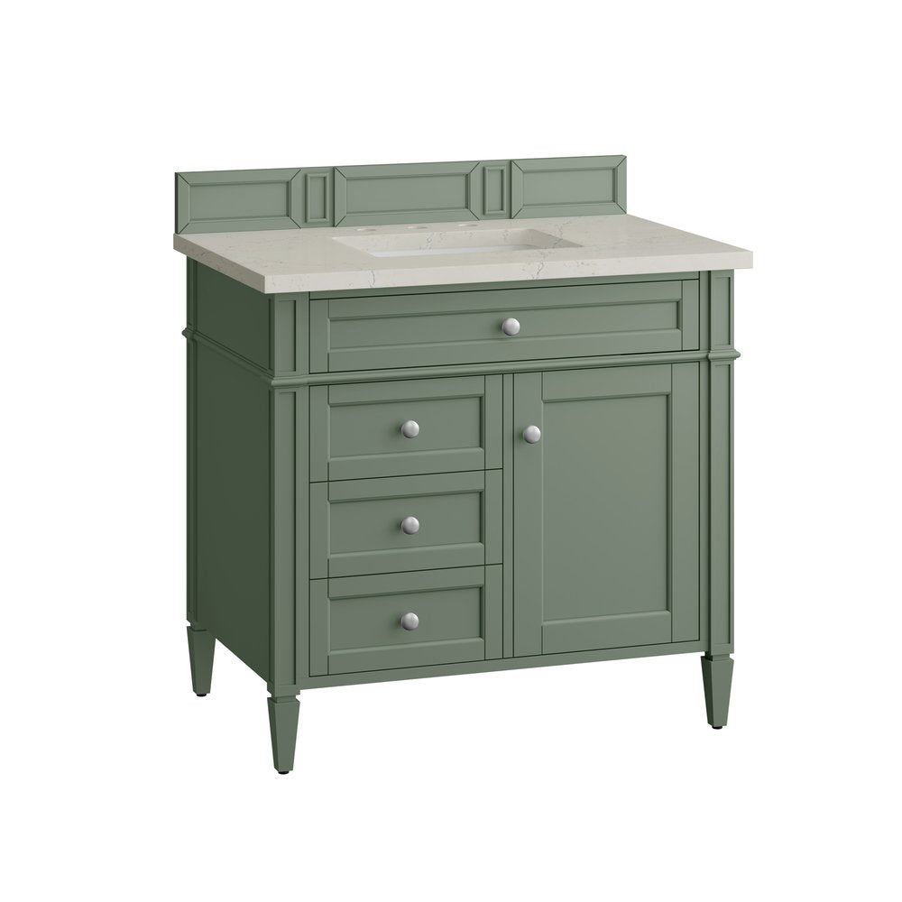 James Martin - Brittany 36" Single Vanity, Smokey Celadon, w/ 3 CM Siberian Silestone Top - 650-V36-SC-3SFR view 6