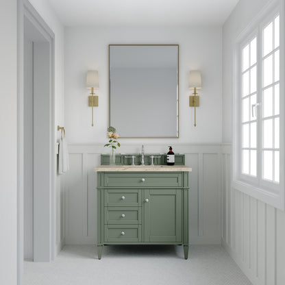 James Martin - Brittany 36" Single Vanity, Smokey Celadon, w/ 3 CM Tajnar Eclos Top - 650-V36-SC-3TJR view 2