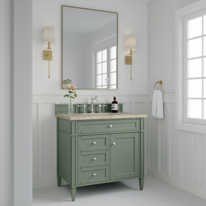 James Martin - Brittany 36" Single Vanity, Smokey Celadon, w/ 3 CM Tajnar Eclos Top - 650-V36-SC-3TJR view 3