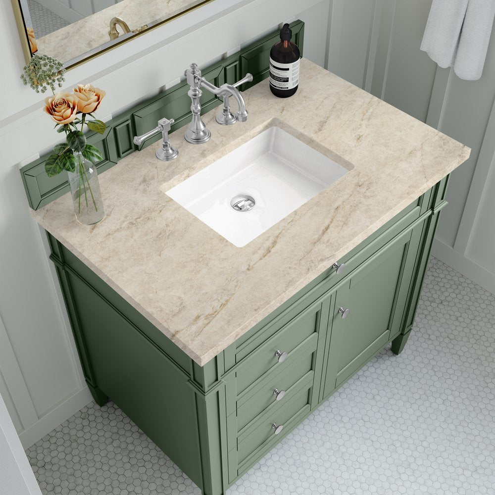 James Martin - Brittany 36" Single Vanity, Smokey Celadon, w/ 3 CM Tajnar Eclos Top - 650-V36-SC-3TJR view 5