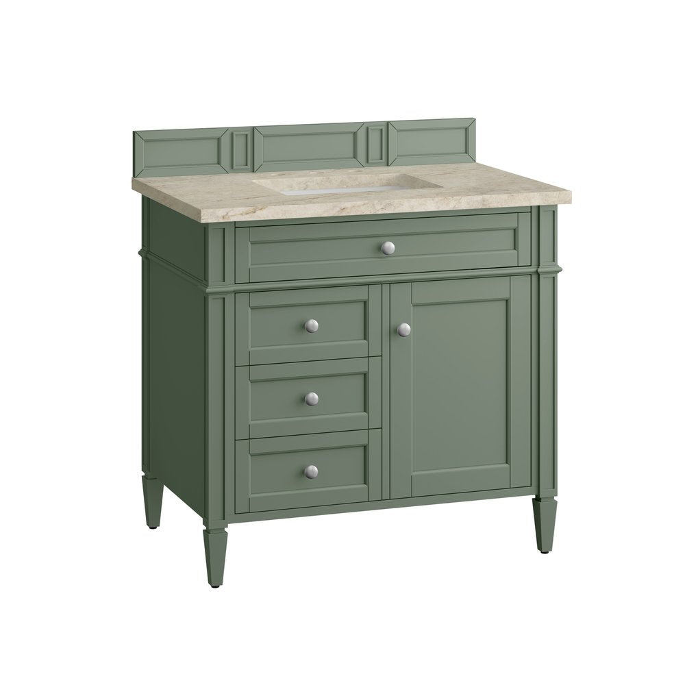 James Martin - Brittany 36" Single Vanity, Smokey Celadon, w/ 3 CM Tajnar Eclos Top - 650-V36-SC-3TJR view 6