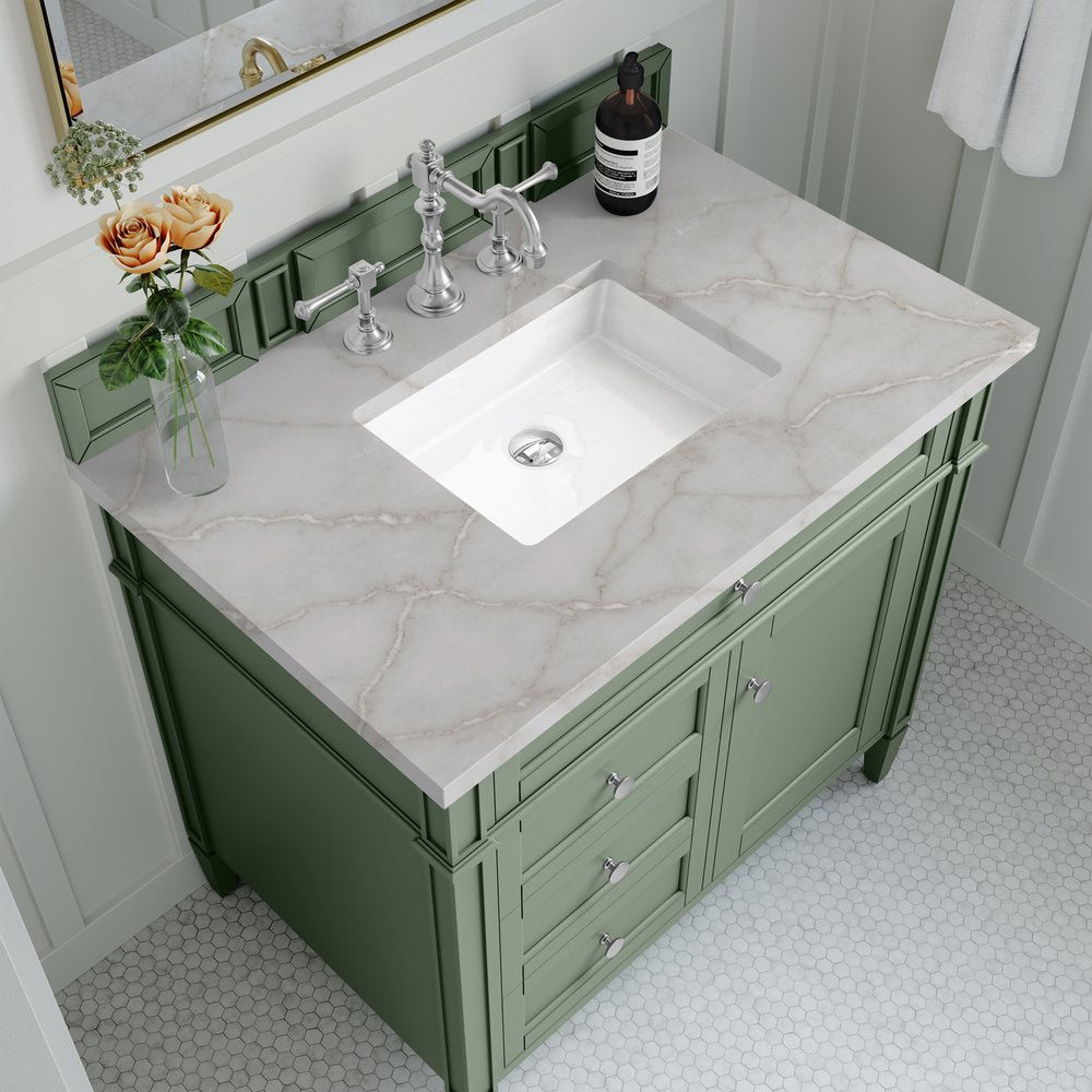 James Martin - Brittany 36" Single Vanity, Smokey Celadon w/ 3 CM Victorian Silver Top - 650-V36-SC-3VSL view 5