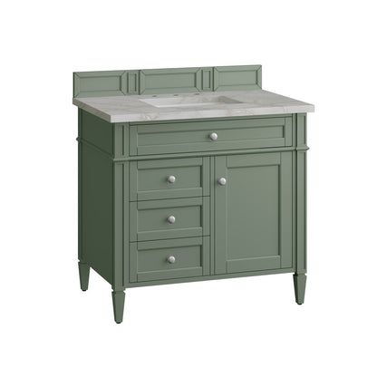 James Martin - Brittany 36" Single Vanity, Smokey Celadon w/ 3 CM Victorian Silver Top - 650-V36-SC-3VSL view 6