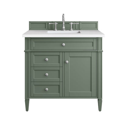 James Martin - Brittany 36" Single Vanity, Smokey Celadon w/ 3 CM White Zeus Top - 650-V36-SC-3WZ view 1