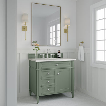 James Martin - Brittany 36" Single Vanity, Smokey Celadon w/ 3 CM White Zeus Top - 650-V36-SC-3WZ view 3