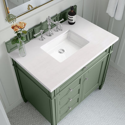 James Martin - Brittany 36" Single Vanity, Smokey Celadon w/ 3 CM White Zeus Top - 650-V36-SC-3WZ view 5