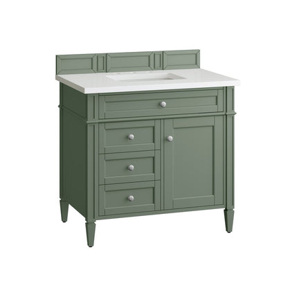 James Martin - Brittany 36" Single Vanity, Smokey Celadon w/ 3 CM White Zeus Top - 650-V36-SC-3WZ view 6