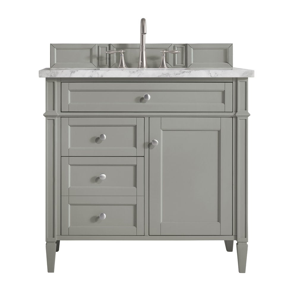 James Martin - Brittany 36" Single Vanity, Urban Gray w/ 3 CM Carrara Marble Top - 650-V36-UGR-3CAR view 1