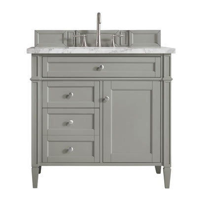 James Martin - Brittany 36" Single Vanity, Urban Gray w/ 3 CM Carrara Marble Top - 650-V36-UGR-3CAR view 1