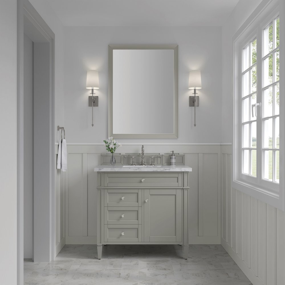 James Martin - Brittany 36" Single Vanity, Urban Gray w/ 3 CM Carrara Marble Top - 650-V36-UGR-3CAR view 2