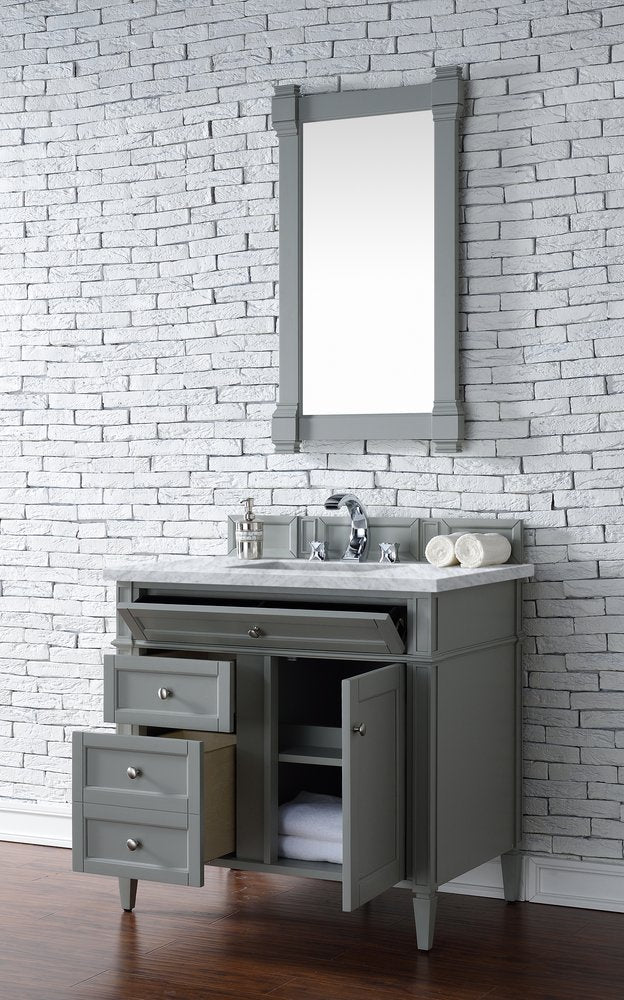 James Martin - Brittany 36" Single Vanity, Urban Gray w/ 3 CM Carrara Marble Top - 650-V36-UGR-3CAR view 4