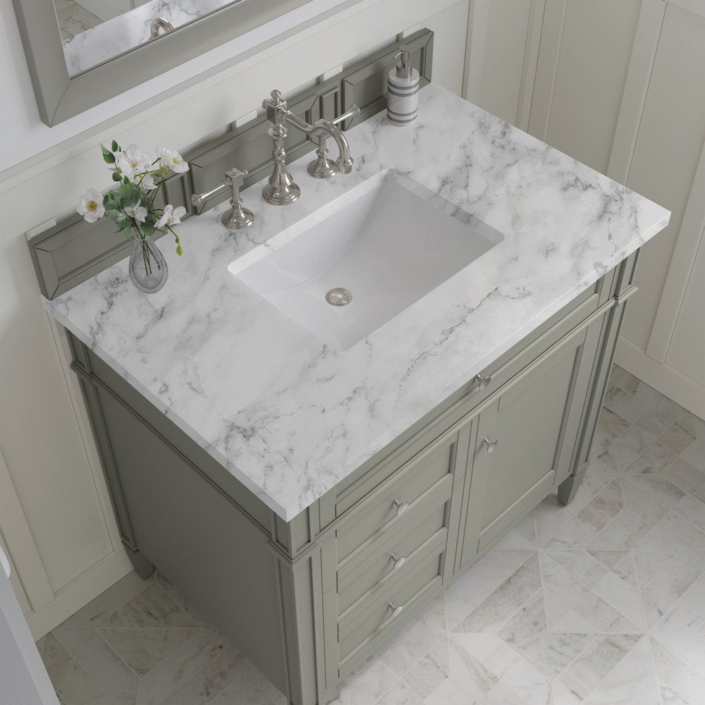 James Martin - Brittany 36" Single Vanity, Urban Gray w/ 3 CM Carrara Marble Top - 650-V36-UGR-3CAR view 6
