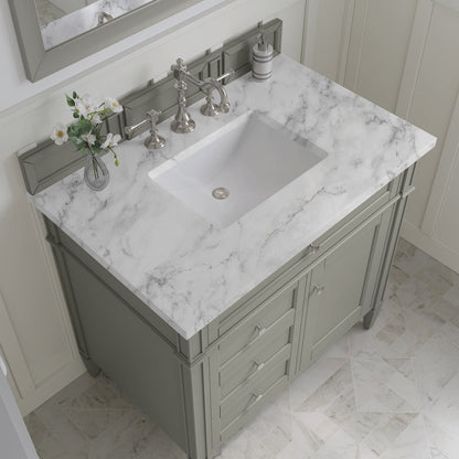 James Martin - Brittany 36" Single Vanity, Urban Gray w/ 3 CM Carrara Marble Top - 650-V36-UGR-3CAR view 6
