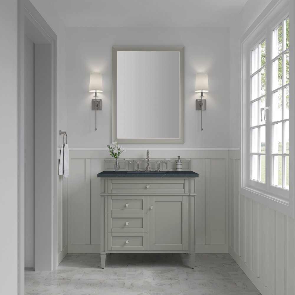James Martin - Brittany 36" Single Vanity, Urban Gray w/ 3 CM Charcoal Soapstone Silestone Top - 650-V36-UGR-3CSP view 2