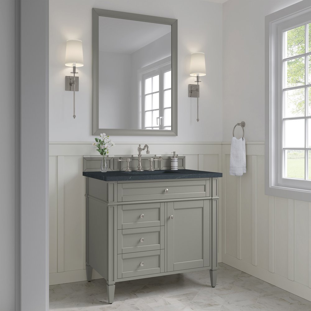 James Martin - Brittany 36" Single Vanity, Urban Gray w/ 3 CM Charcoal Soapstone Silestone Top - 650-V36-UGR-3CSP view 3